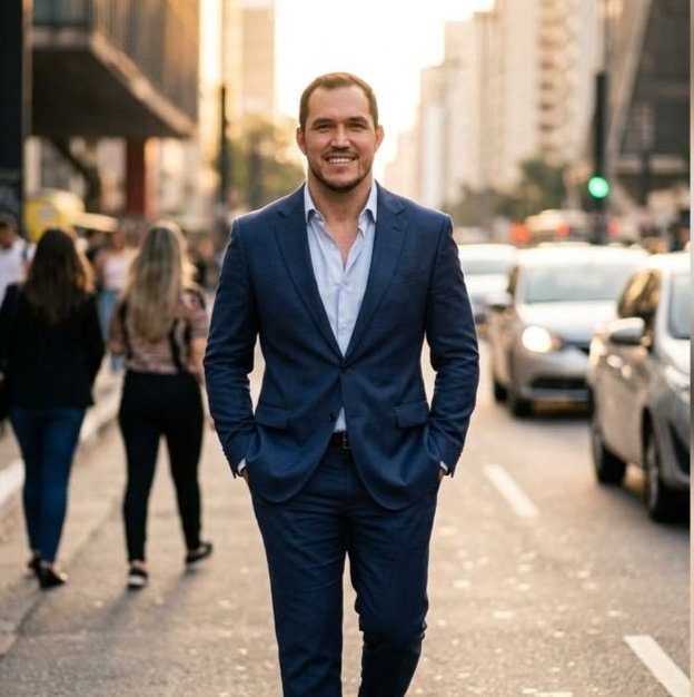 Igor Garcia, corretor de imóveis, na Avenida Paulista em São Paulo